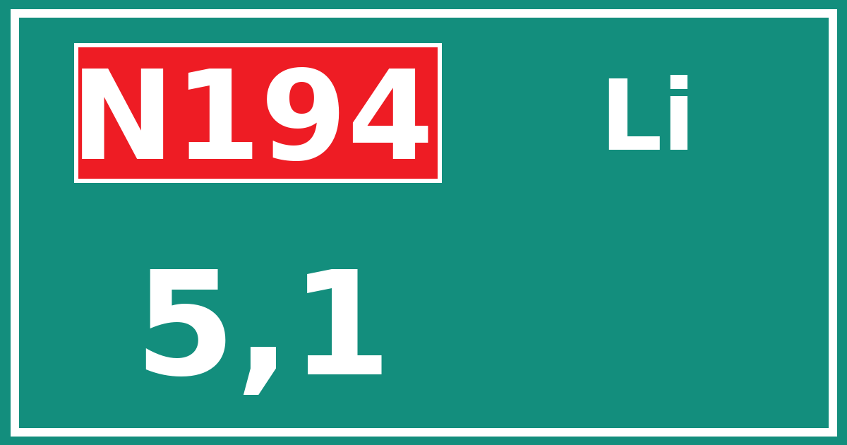 Hectometerbord N194 5,1 zijde Li