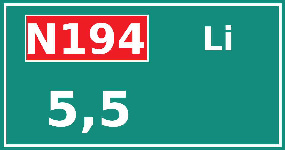 Hectometerbord N194 5,5 zijde Li
