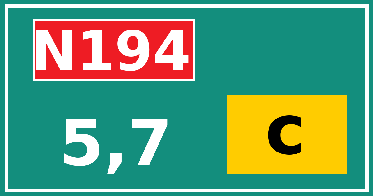 Hectometerbord N194 5,7 letter c