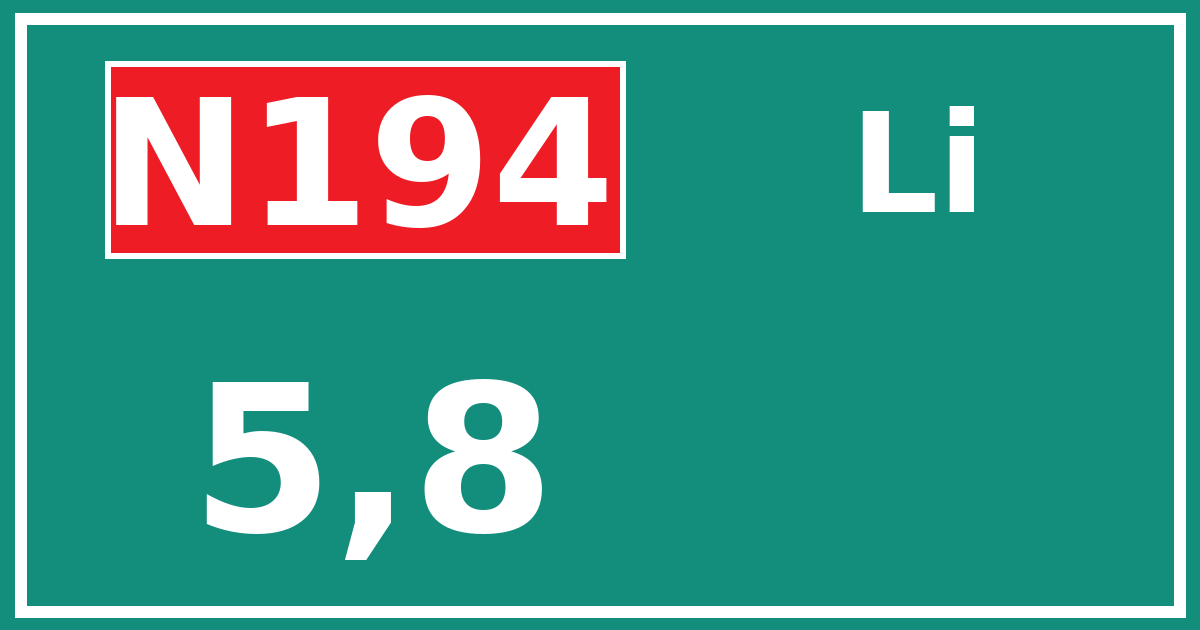 Hectometerbord N194 5,8 zijde Li