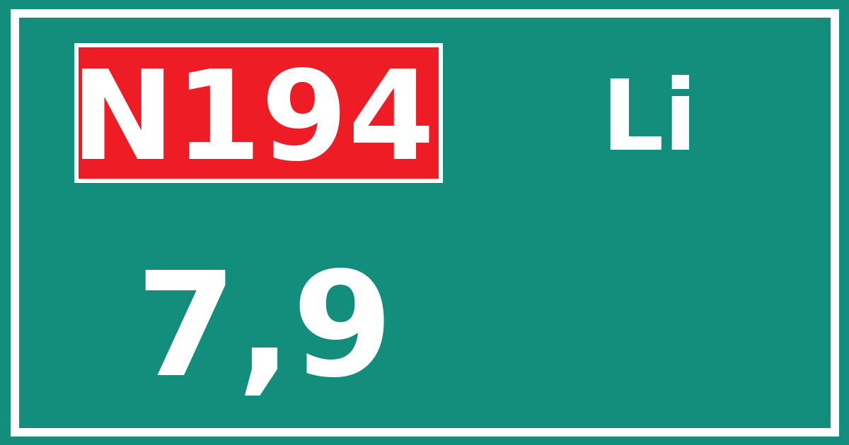 Hectometerbord N194 7,9 zijde Li