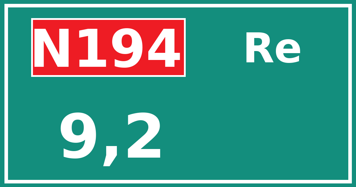 Hectometerbord N194 9,2 zijde Re