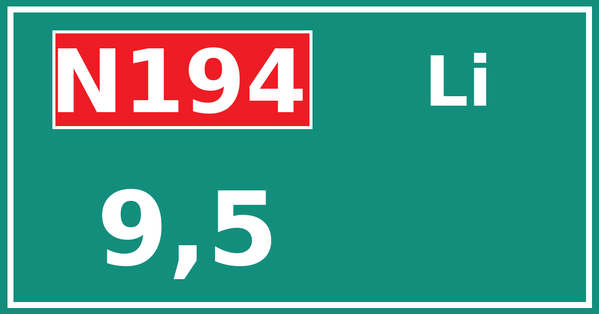 Hectometerbord N194 9,5 zijde Li