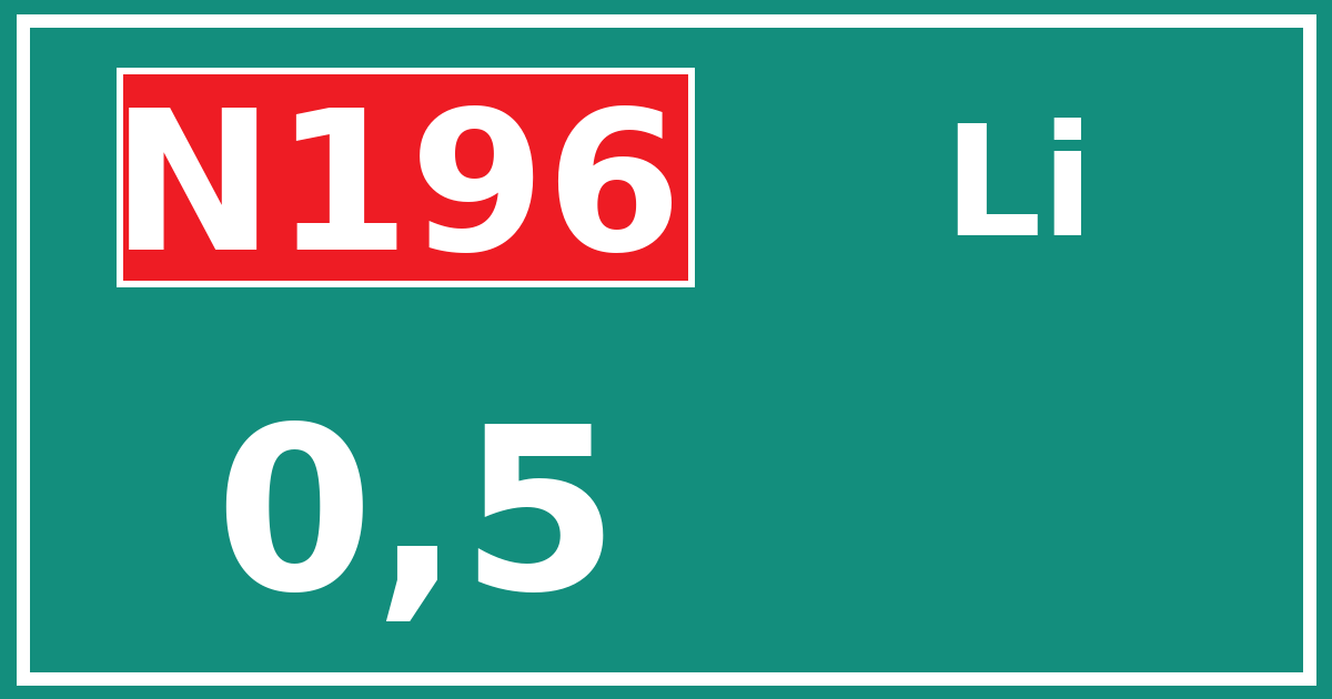 Hectometerbord N196 0,5 zijde Li