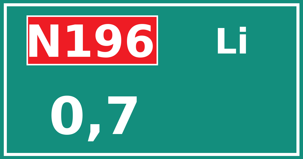 Hectometerbord N196 0,7 zijde Li