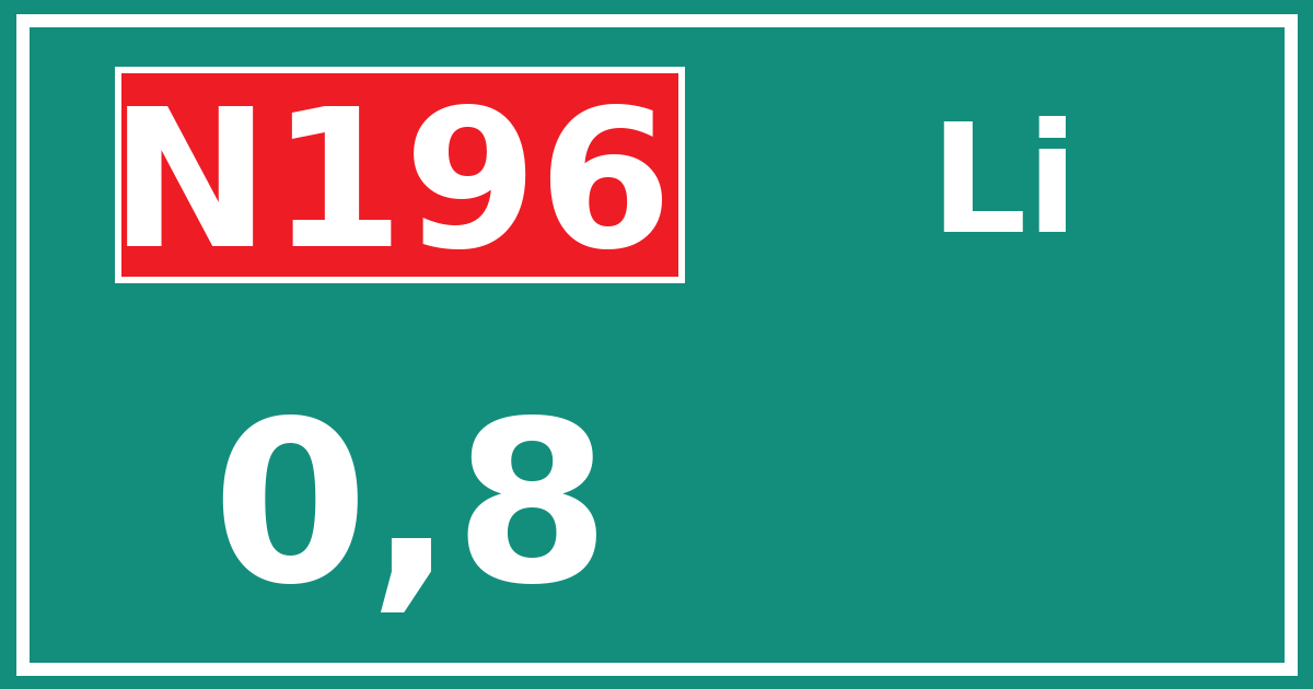 Hectometerbord N196 0,8 zijde Li
