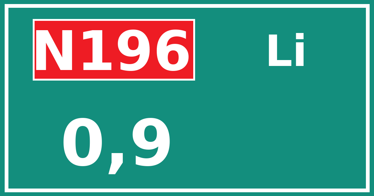 Hectometerbord N196 0,9 zijde Li