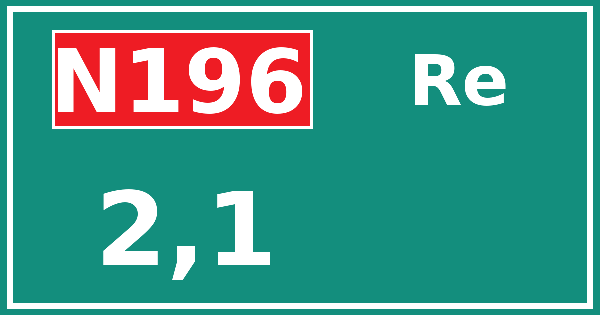 Hectometerbord N196 2,1 zijde Re