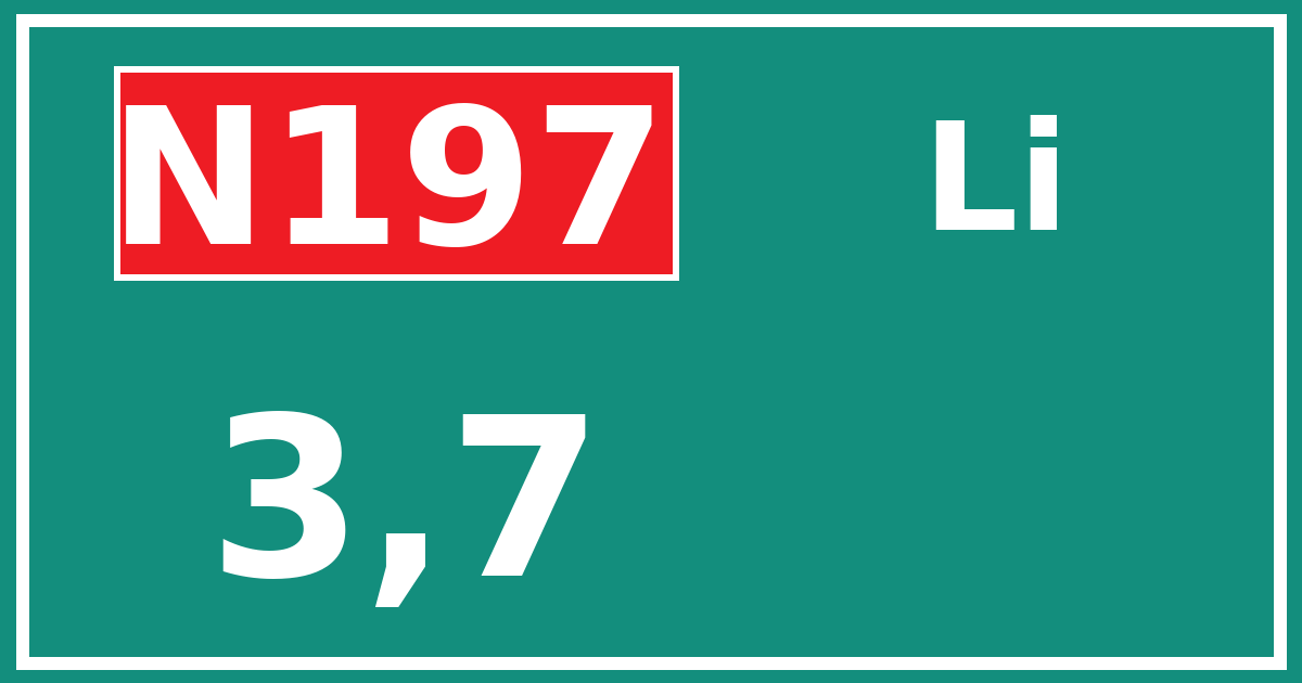 Hectometerbord N197 3,7 zijde Li