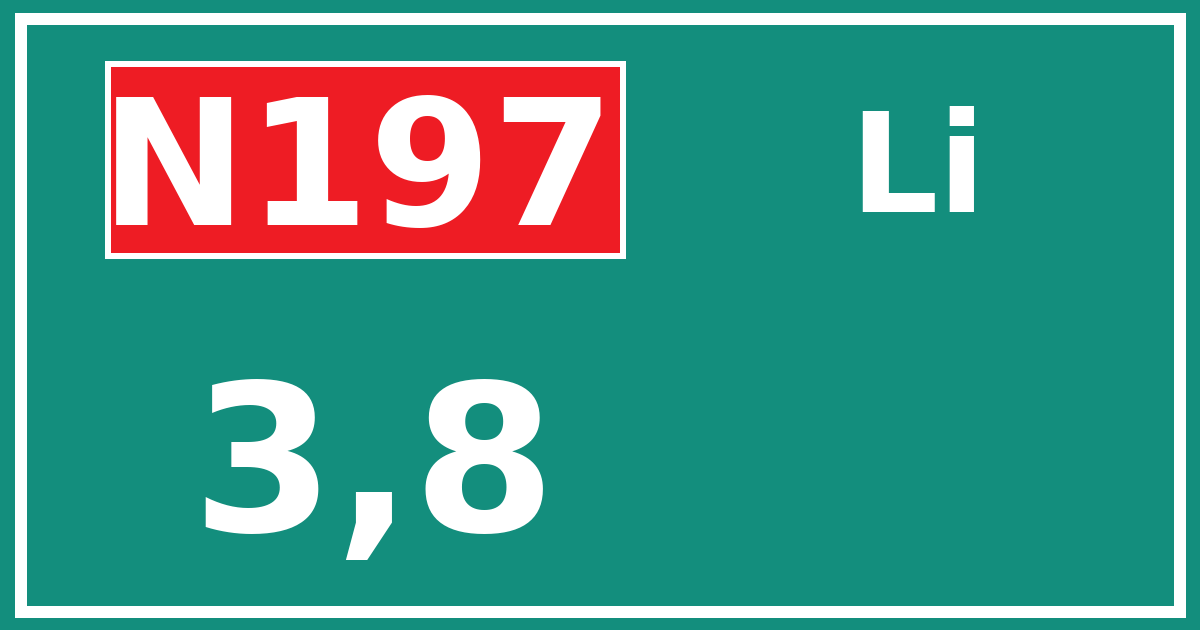 Hectometerbord N197 3,8 zijde Li