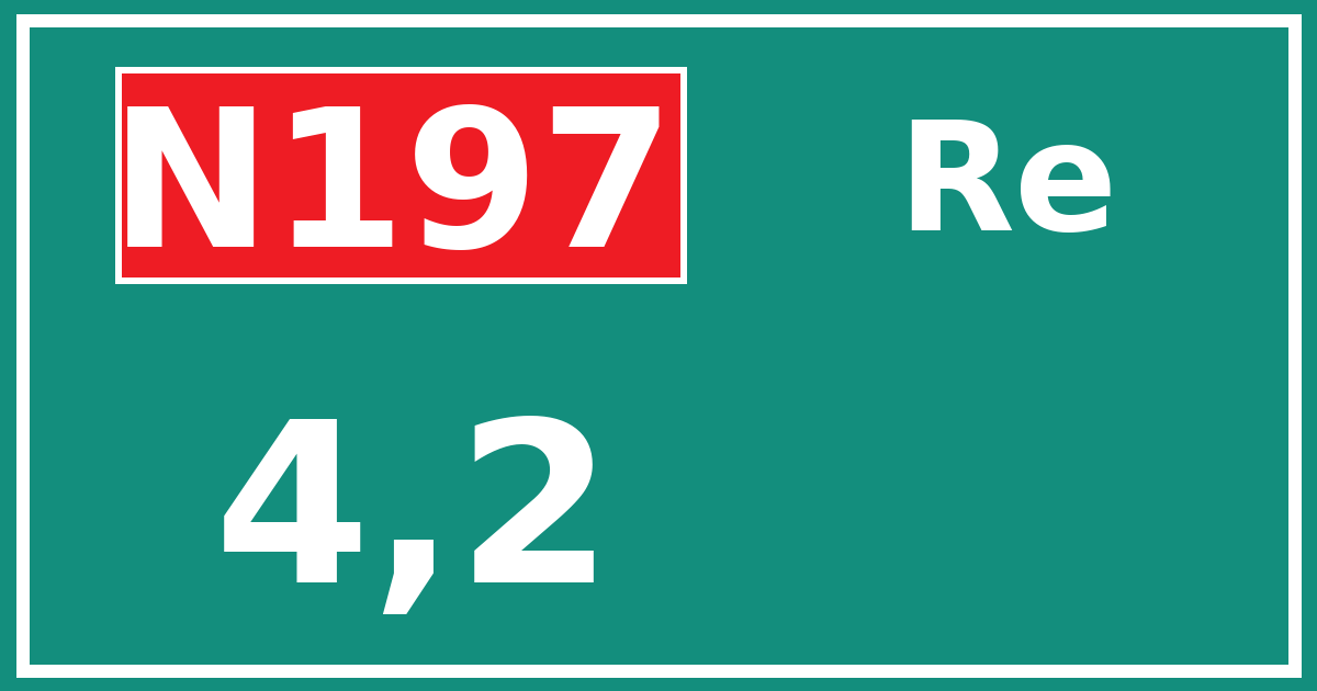 Hectometerbord N197 4,2 zijde Re
