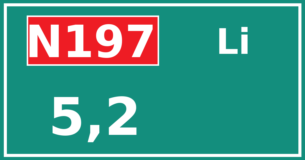 Hectometerbord N197 5,2 zijde Li