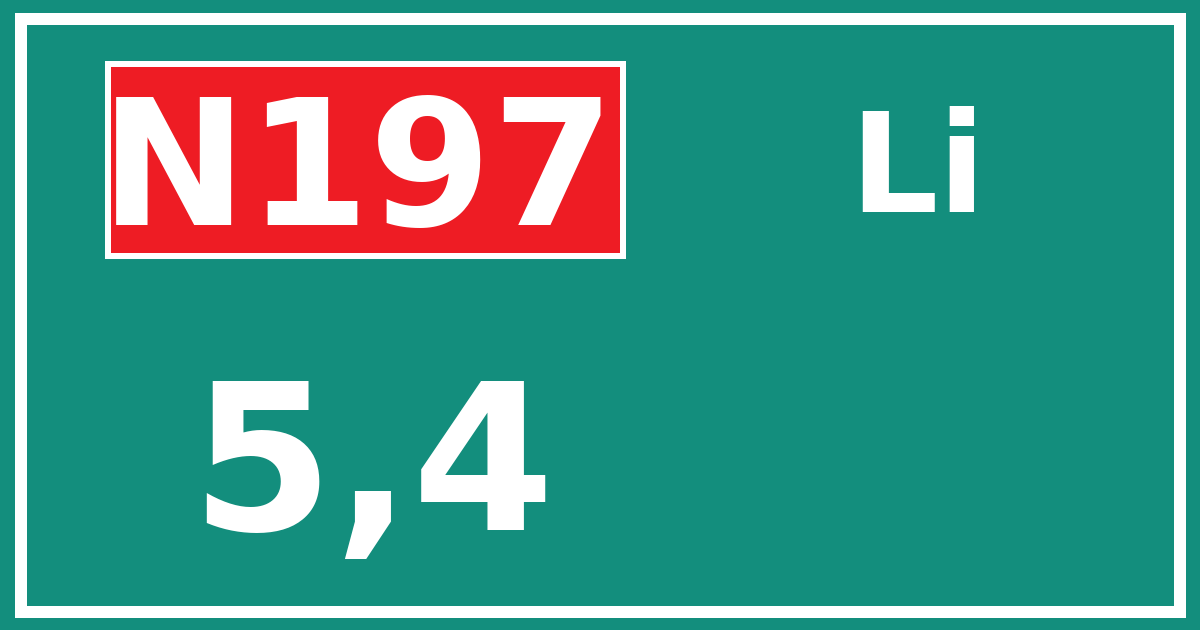 Hectometerbord N197 5,4 zijde Li