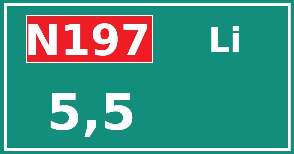 Hectometerbord N197 5,5 zijde Li