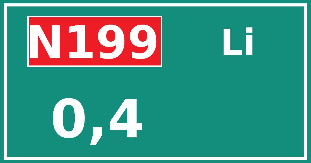 Hectometerbord N199 0,4 zijde Li