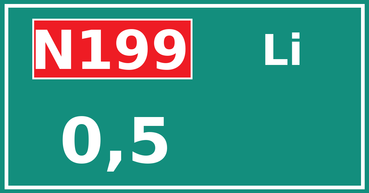 Hectometerbord N199 0,5 zijde Li
