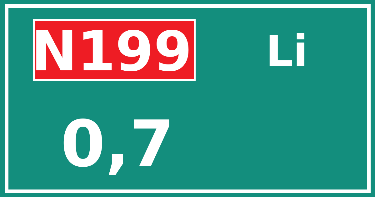 Hectometerbord N199 0,7 zijde Li
