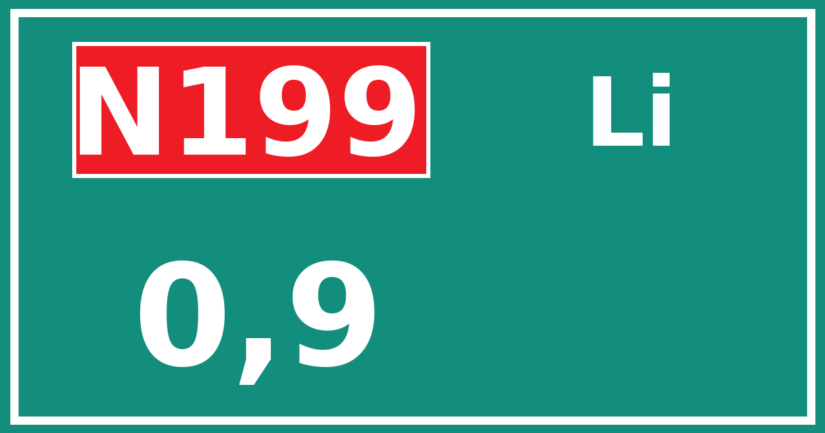 Hectometerbord N199 0,9 zijde Li