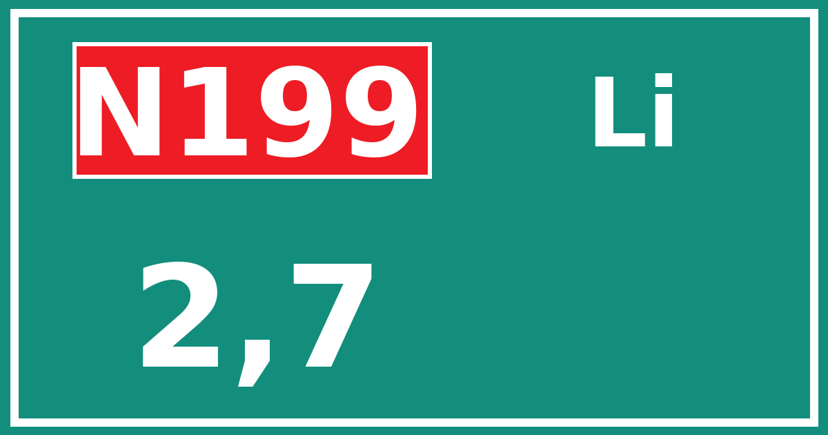Hectometerbord N199 2,7 zijde Li