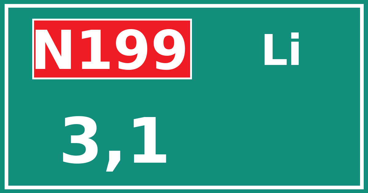 Hectometerbord N199 3,1 zijde Li