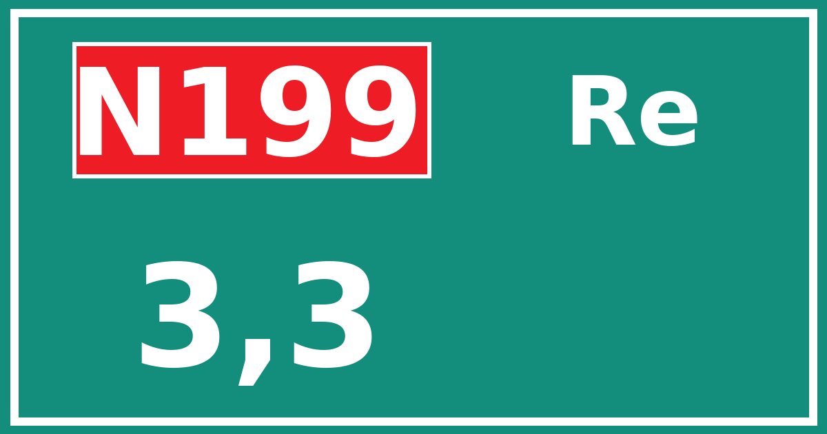 Hectometerbord N199 3,3 zijde Re