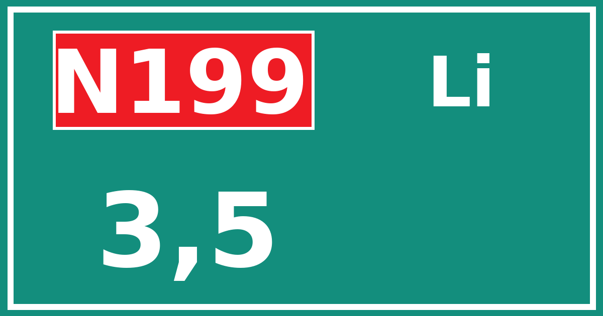 Hectometerbord N199 3,5 zijde Li
