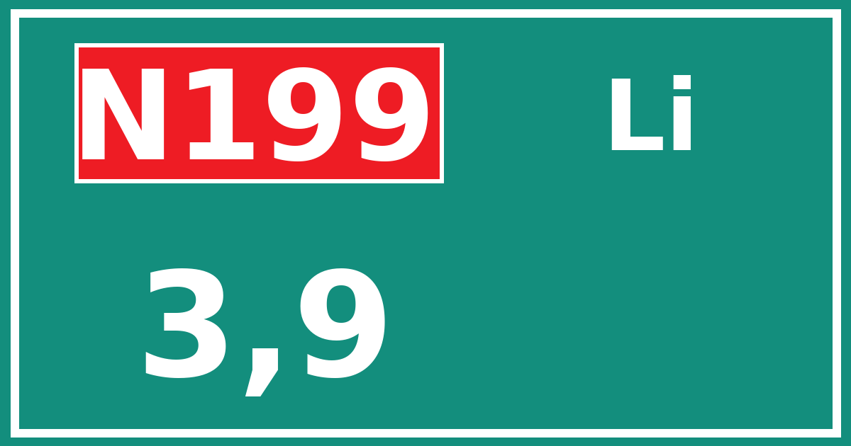 Hectometerbord N199 3,9 zijde Li