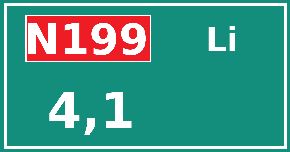 Hectometerbord N199 4,1 zijde Li
