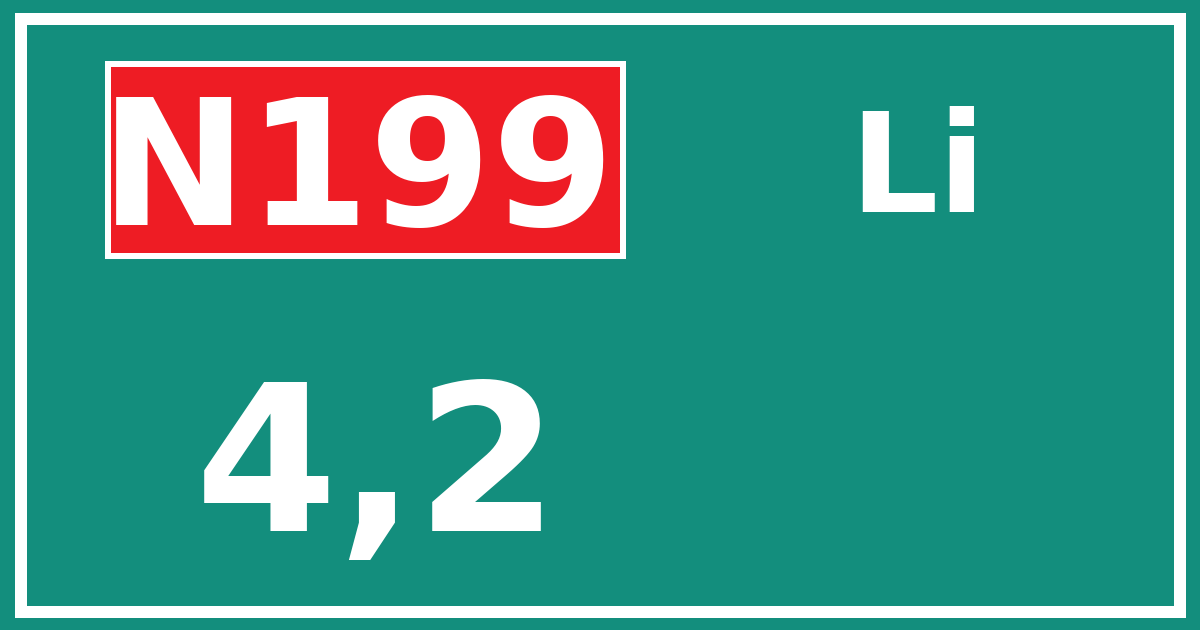 Hectometerbord N199 4,2 zijde Li