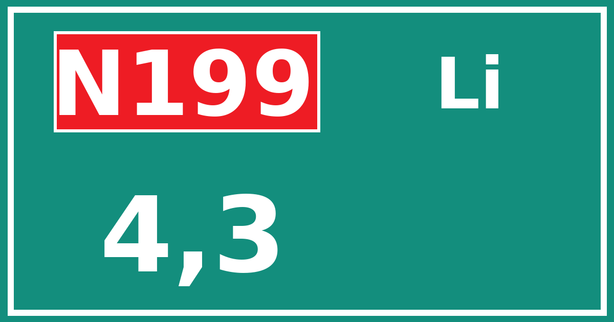 Hectometerbord N199 4,3 zijde Li