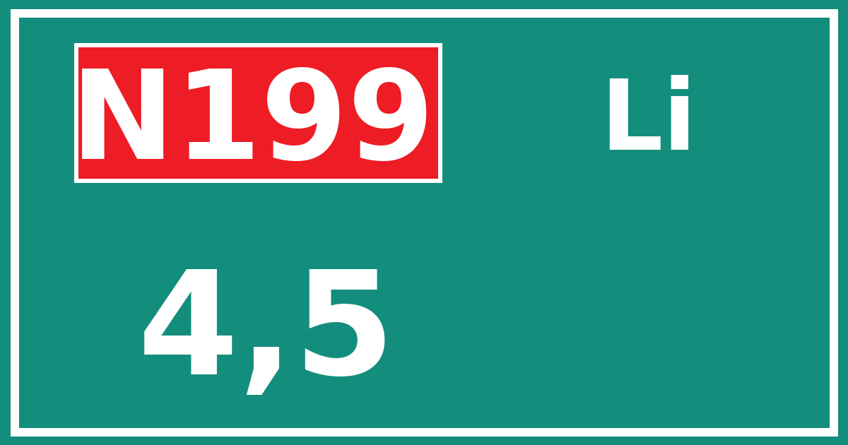 Hectometerbord N199 4,5 zijde Li