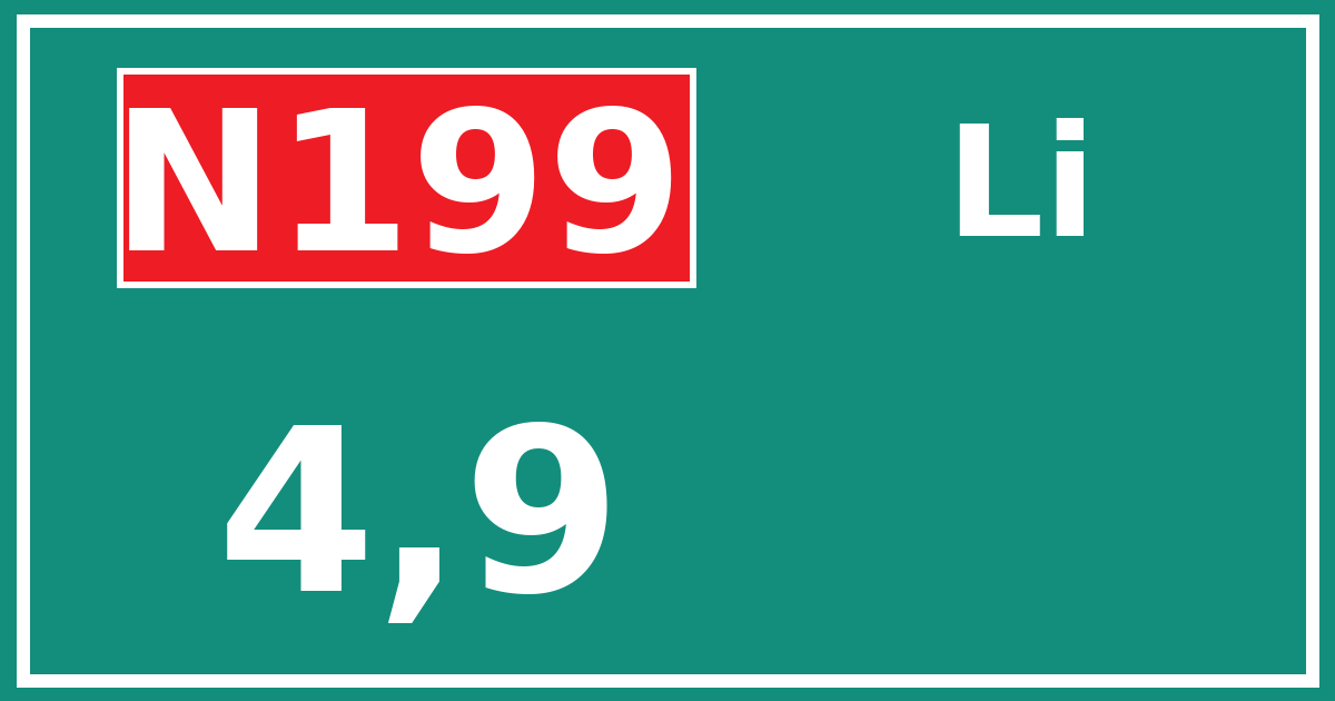 Hectometerbord N199 4,9 zijde Li