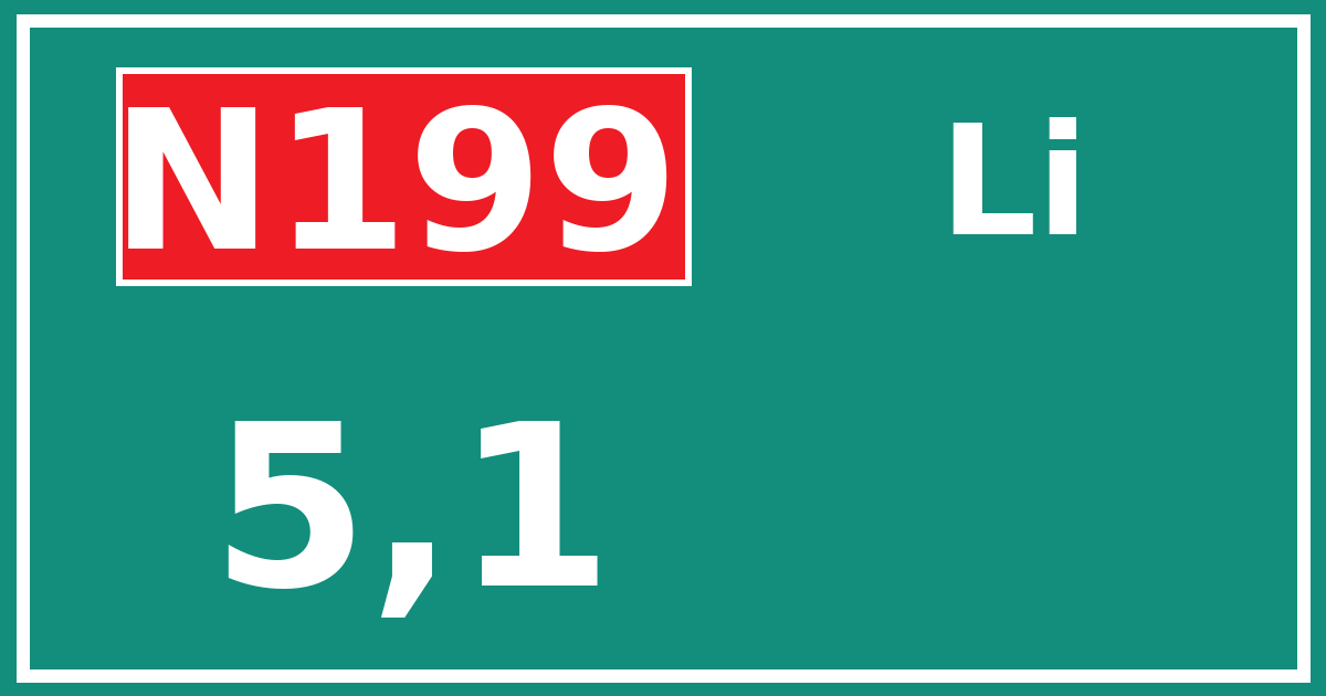 Hectometerbord N199 5,1 zijde Li