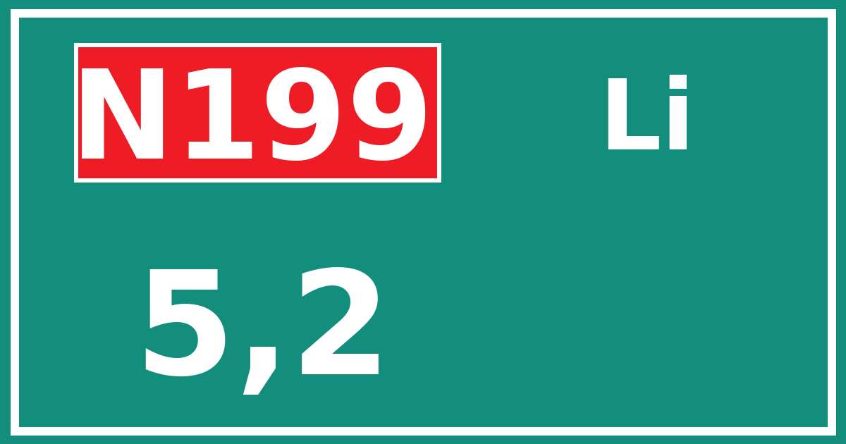 Hectometerbord N199 5,2 zijde Li