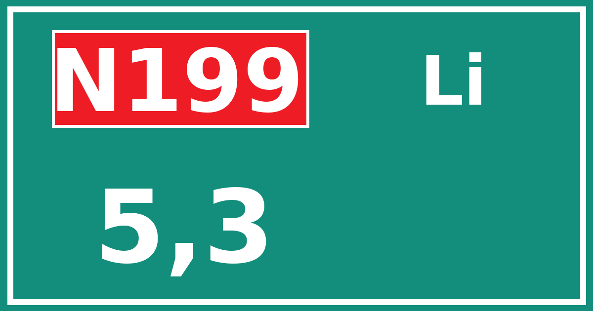 Hectometerbord N199 5,3 zijde Li