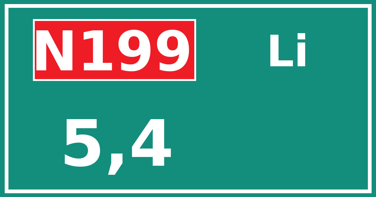 Hectometerbord N199 5,4 zijde Li