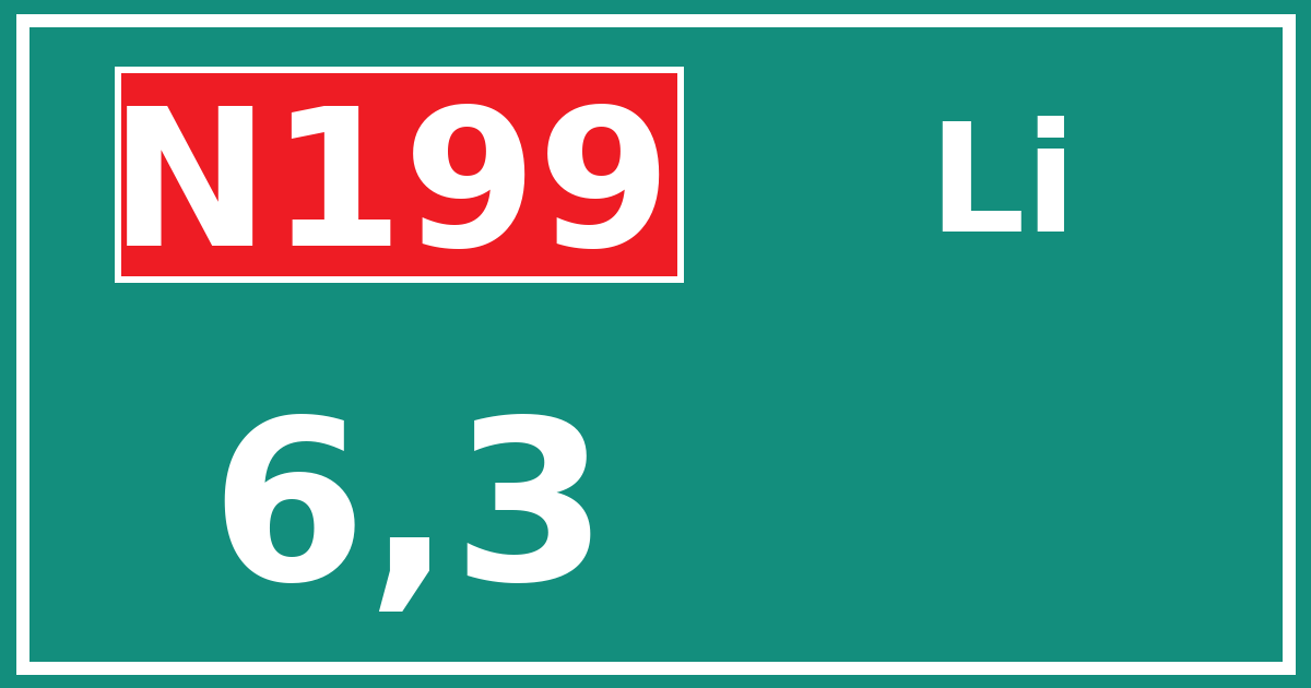 Hectometerbord N199 6,3 zijde Li