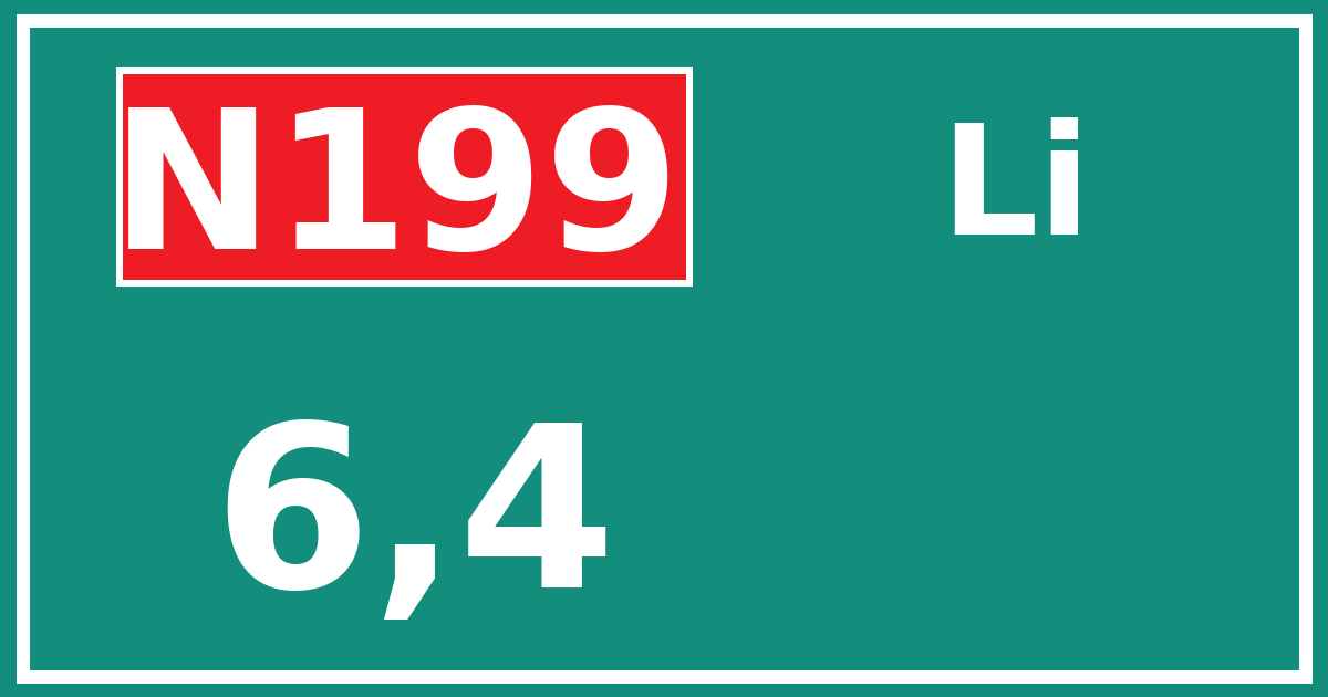 Hectometerbord N199 6,4 zijde Li