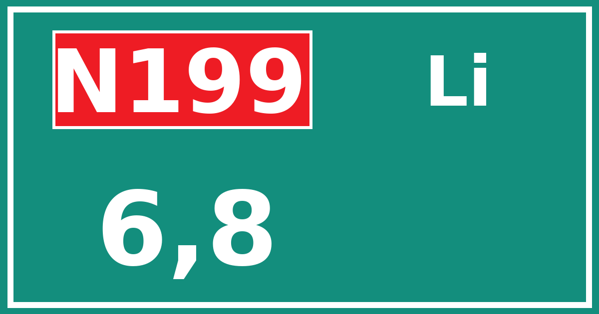 Hectometerbord N199 6,8 zijde Li
