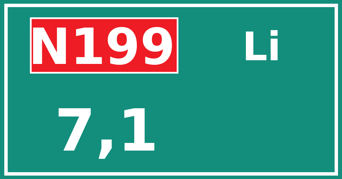 Hectometerbord N199 7,1 zijde Li