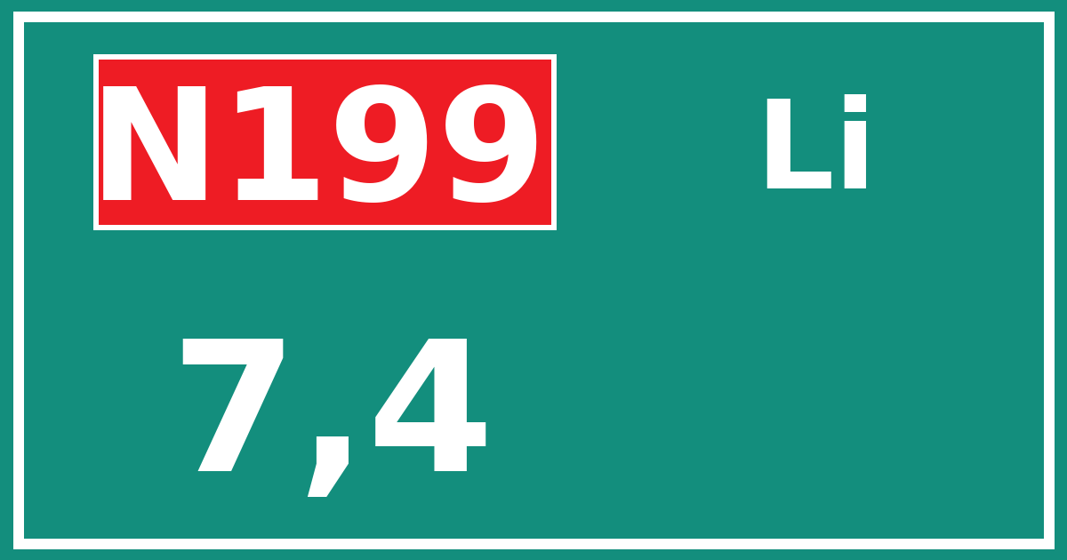 Hectometerbord N199 7,4 zijde Li