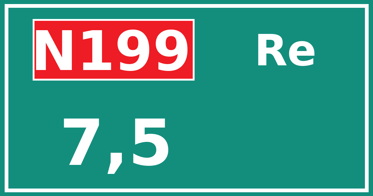 Hectometerbord N199 7,5 zijde Re