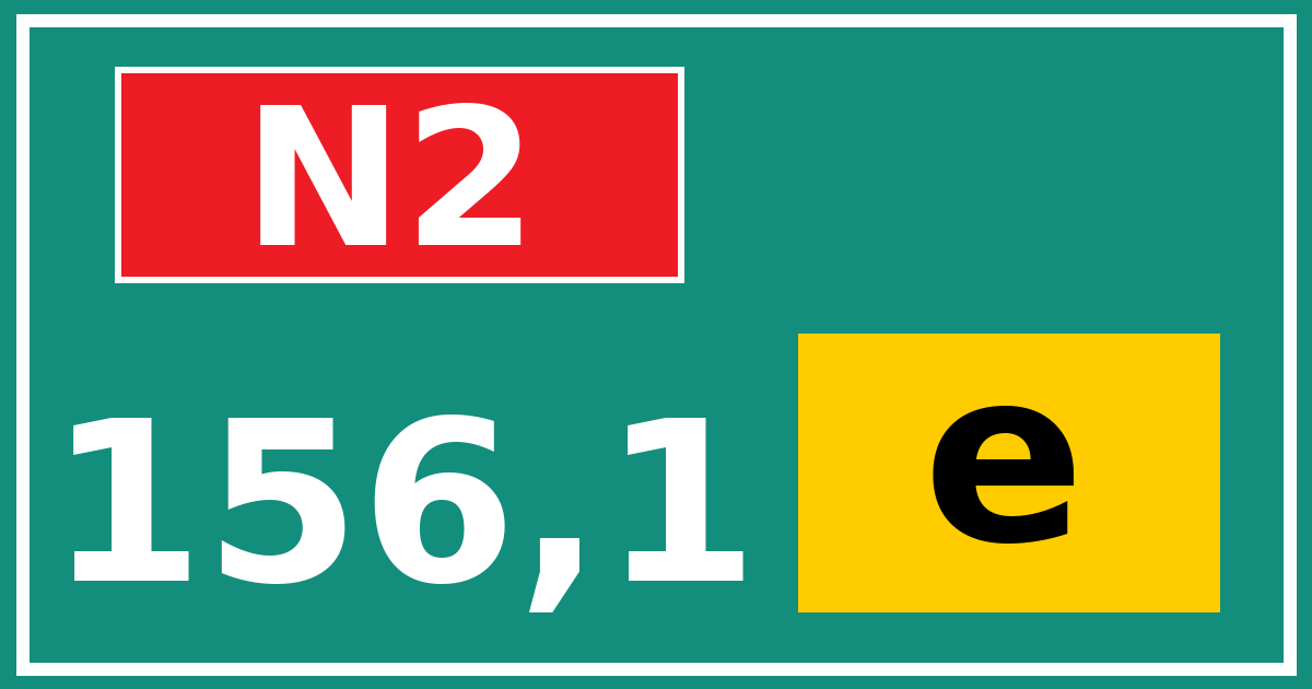 Hectometerbord N2 156,1 letter e
