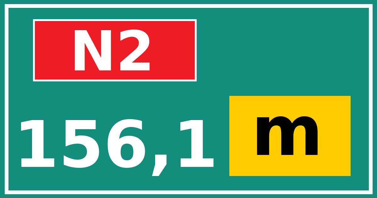 Hectometerbord N2 156,1 letter m