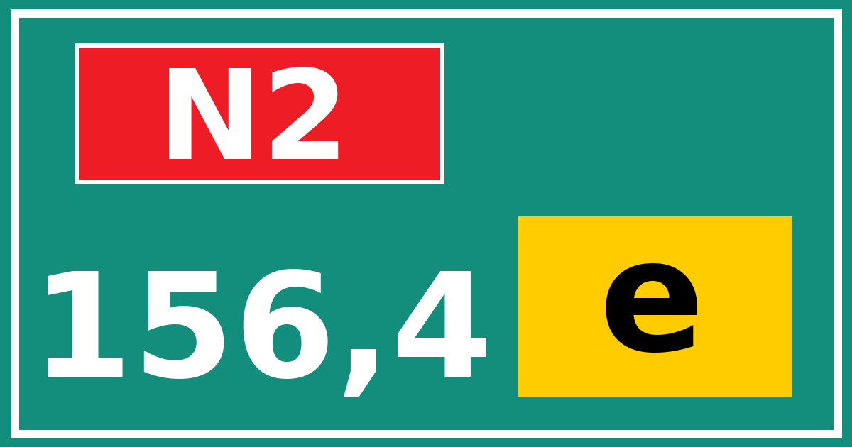 Hectometerbord N2 156,4 letter e