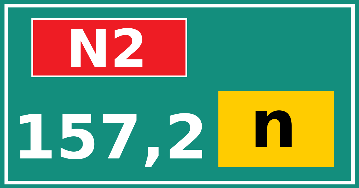 Hectometerbord N2 157,2 letter n