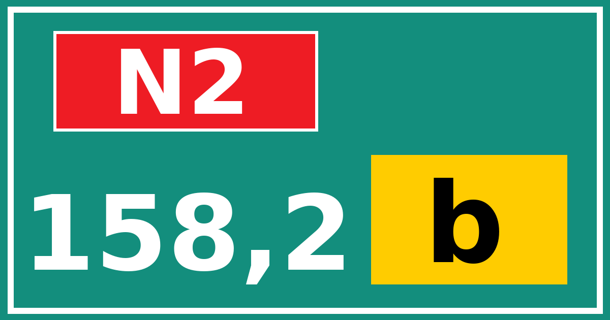 Hectometerbord N2 158,2 letter b