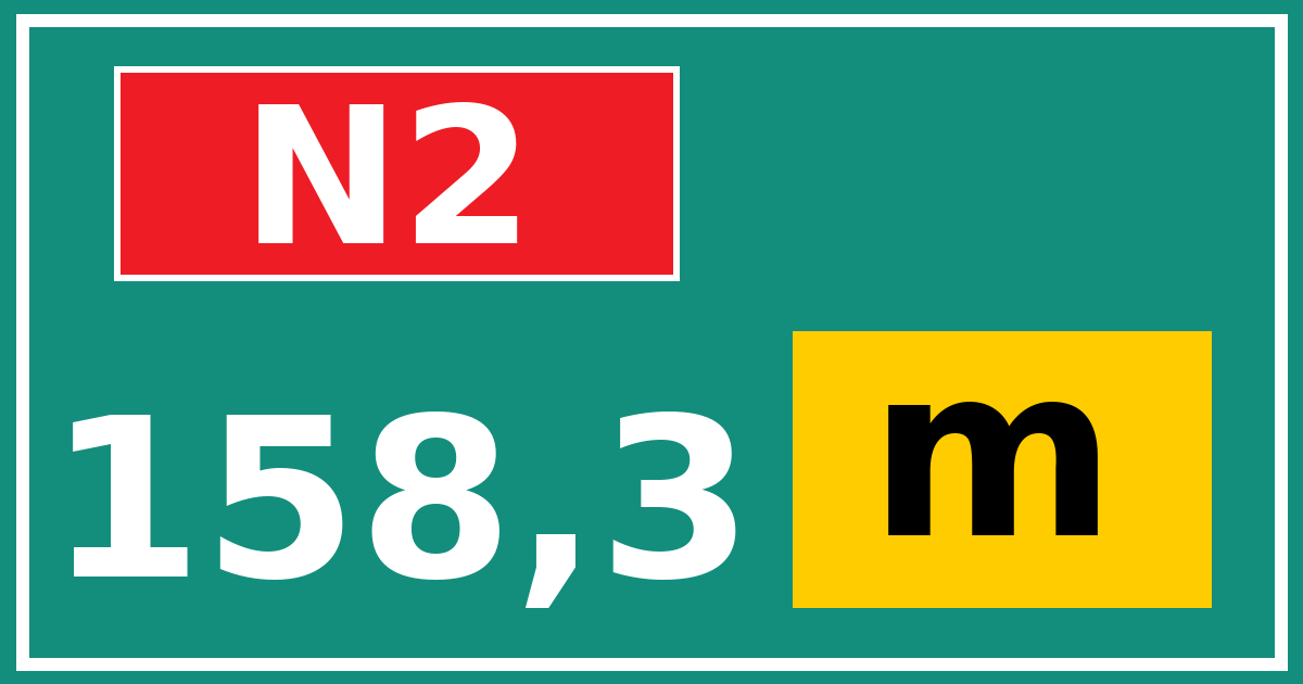 Hectometerbord N2 158,3 letter m