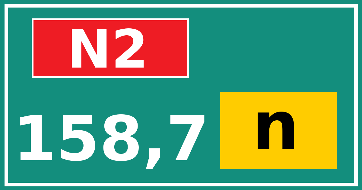 Hectometerbord N2 158,7 letter n