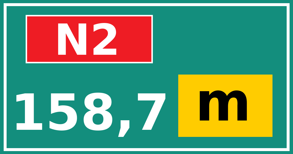 Hectometerbord N2 158,7 letter m